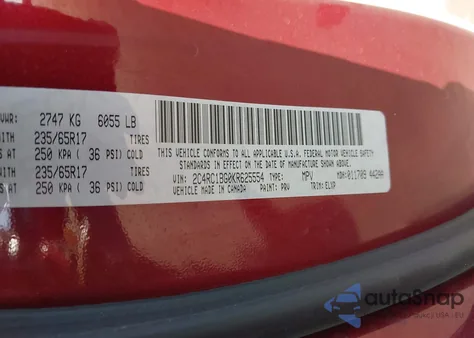 2019 Chrysler Pacifica Touring L z USA, uszkodzony, nr VIN 2C4RC1BG0KR625554